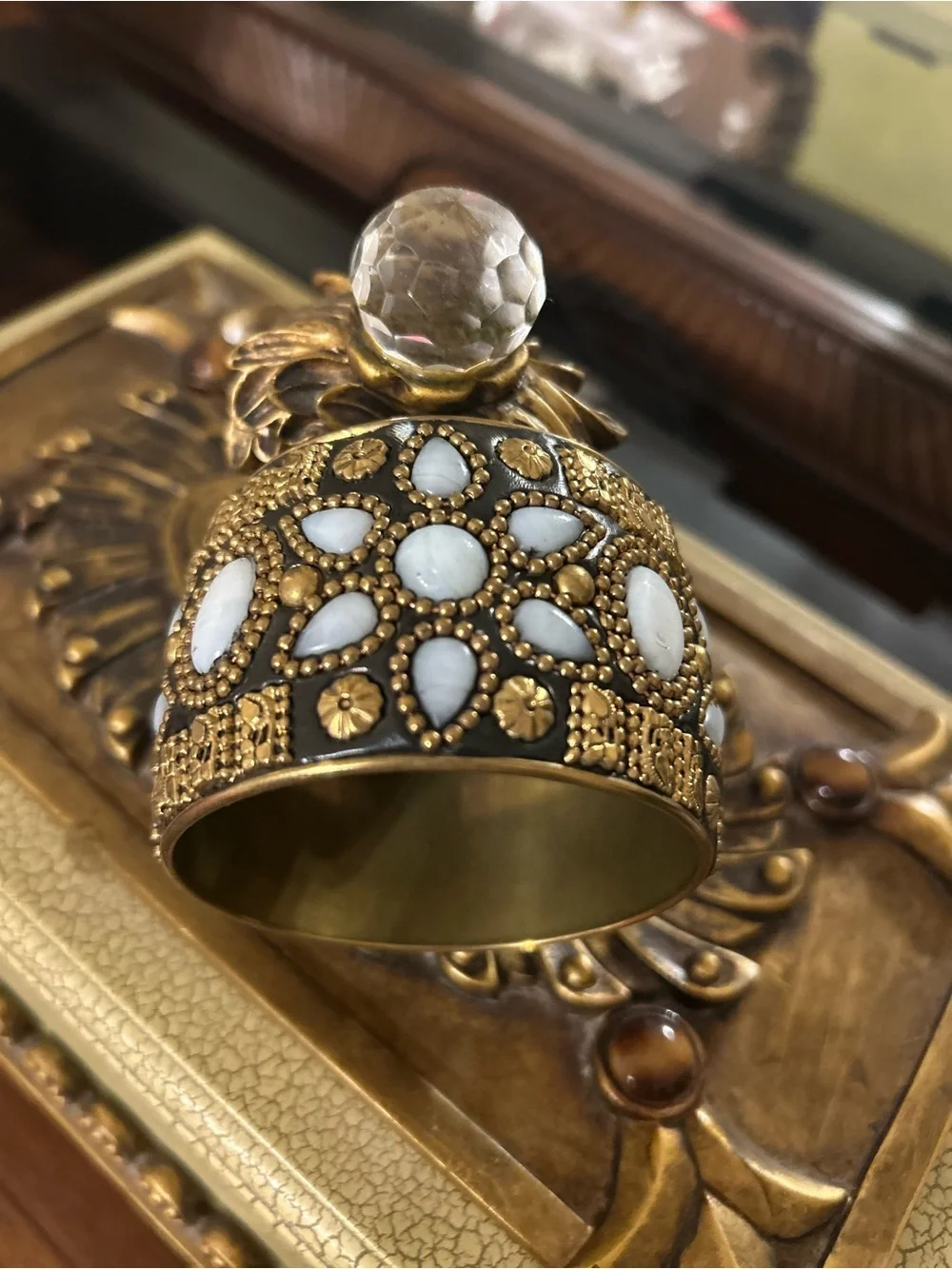 Beautiful!! Vintage Handmade Cuff Bracelet. Artisan Brass, Stones, Studs Boho
